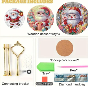 Diamond Painting Weihnachtsmann- 3-stufiges Dessertständer